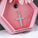 Classic Cross Design Sterling Silver Moissanite Pendant Necklace
