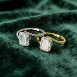 3ct Emerald Cut Twisted Shank Moissanite Engagement Ring in Sterling Silver