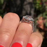 2.0ct Double Halo Pear Cut 925 Sterling Silver Engagement Ring