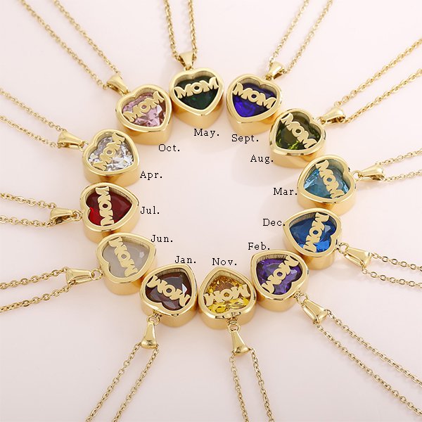 Personalized  Heart Cut Pendant Necklace For Mom