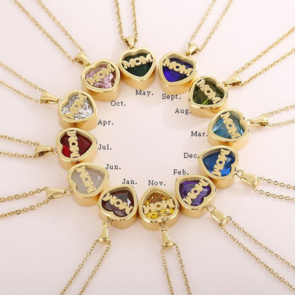 Personalized  Heart Cut Pendant Necklace For Mom