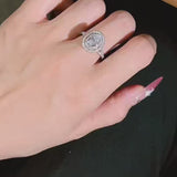 Classic Oval Double Halo Engagement Ring in Sterling Silver