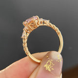 2.5 Carat Padparadscha Oval Cut Engagement Ring in Sterling Silver