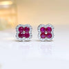 Clover Design Sapphire Stud Earrings in Sterling Silver