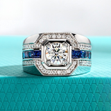 Men's Moissanite Round Cut Sterling Silver Engagement Ring