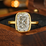 Elongated Cushion Cut Bezel Engagement Ring in Sterling Silver