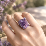 Mystic Amethyst Raw Crystal Energy Ring