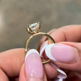 Cushion Cut Sterling Silver Engagement Ring With Hidden Halo