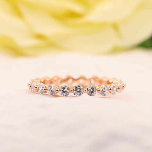 Stunning Radiant Cut Sterling Silver Bridal Set In Rose Golden Tone