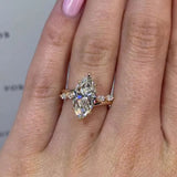 Stunning Marquise Cut Sterling Silver Engagement Ring In Bridge Accent