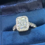 Stunning Radiant Cut Halo Sterling Silver Engagement Ring