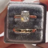 2 Pcs Classic Radiant Cut Sterling Silver Bridal Set