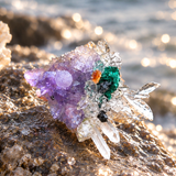 Amethyst & Green Tourmaline Raw One of a  Kind Fish Ring
