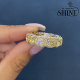 Radiant Cut Yellow Stone 925 Sterling Silver Wedding Band