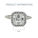3.0 CT Asscher Cut Sterling Silver Ring