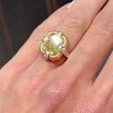 Vintage-Inspired Yellow Stone Textured Engagement Ring in 925 Sterling Silver