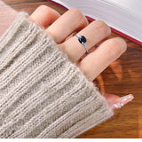 Three Stone Blue Cushion Cut Sterling Silver Ring