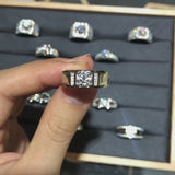 1CT Moissanite Round Cut Engagement Ring For Men in Sterling Silver