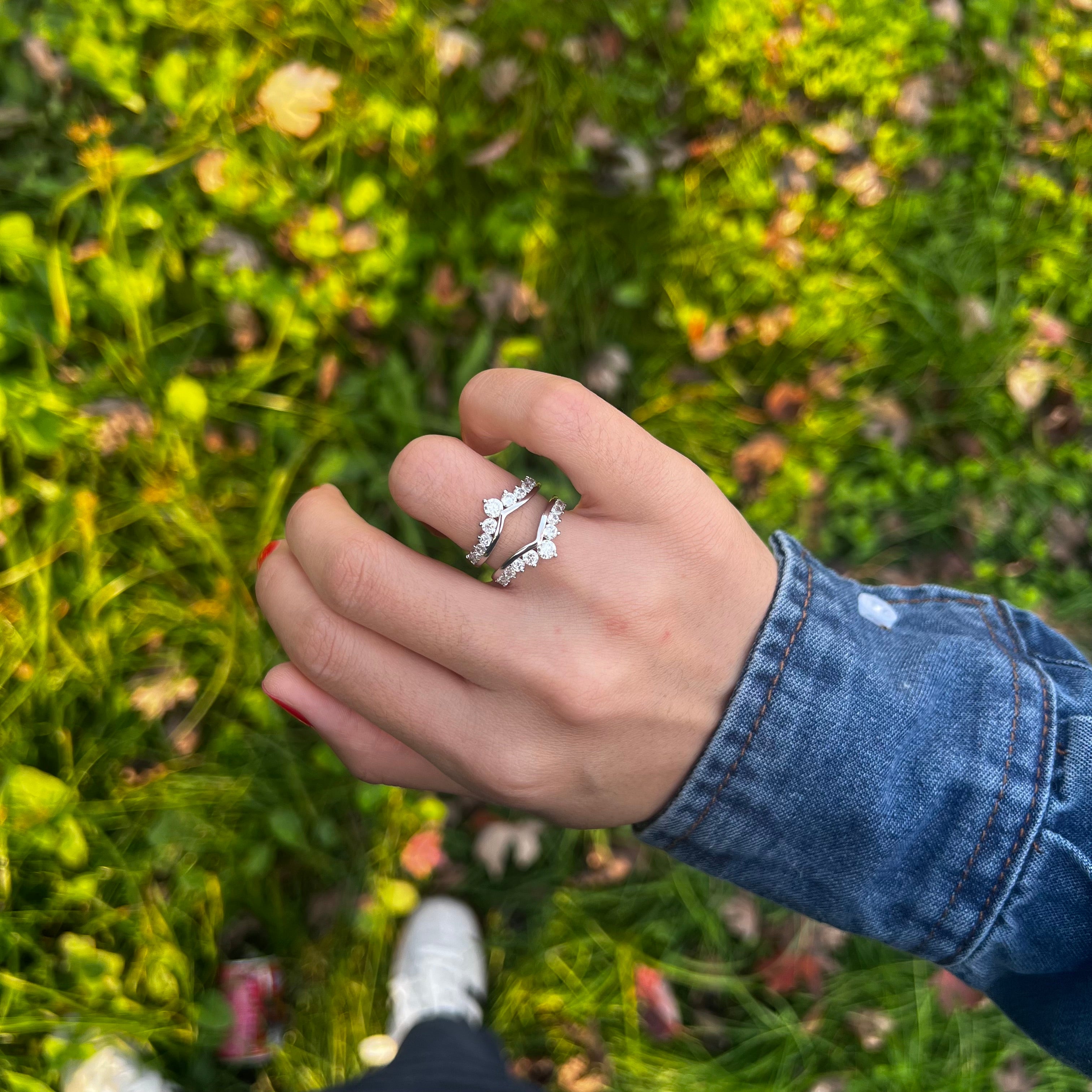Crown-Shaped Sterling Silver Enhancer Band
