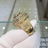 36ctw Oval Cut and Cushion Cut Sterling Silver Plated Yellow Gold Handmade Men's Ring