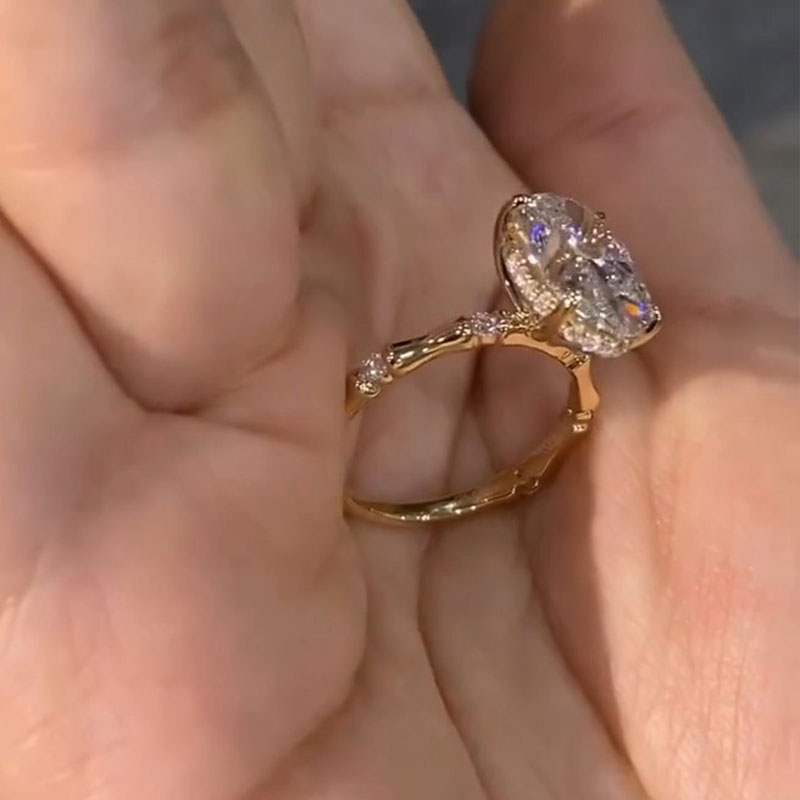 2.5 CT Oval Cut Hidden Halo Engagement Ring