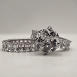 Handmade Cushion Cut Eternity Sterling Silver Bridal Set