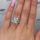 Exquisite 2 Pcs Hidden Halo Radiant Cut Bridal Set With Eternity Band