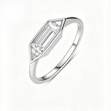 Geometric Moissanite Minimalist Luxury Ring in Sterling Silver