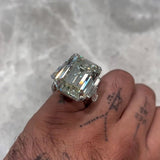 15ct Emerald Cut White Sapphire Luxury Handmade Sterling Silver Men’s Ring