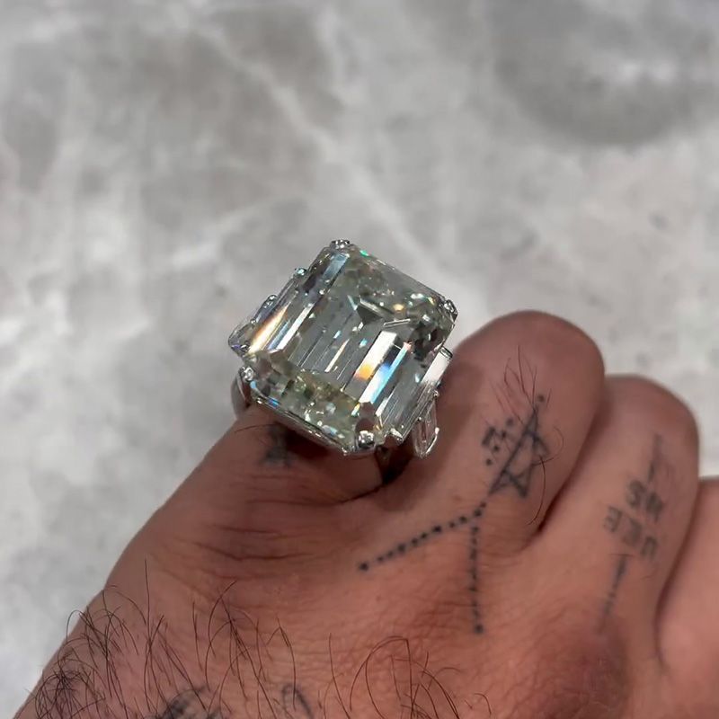 15ct Emerald Cut White Sapphire Luxury Handmade Sterling Silver Men’s Ring