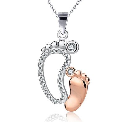 Cute Feets Sterling Silver Necklace For 'Mother's Day'