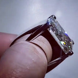 12ct Radiant Cut White Sapphire Handmade Sterling Silver Men's Ring