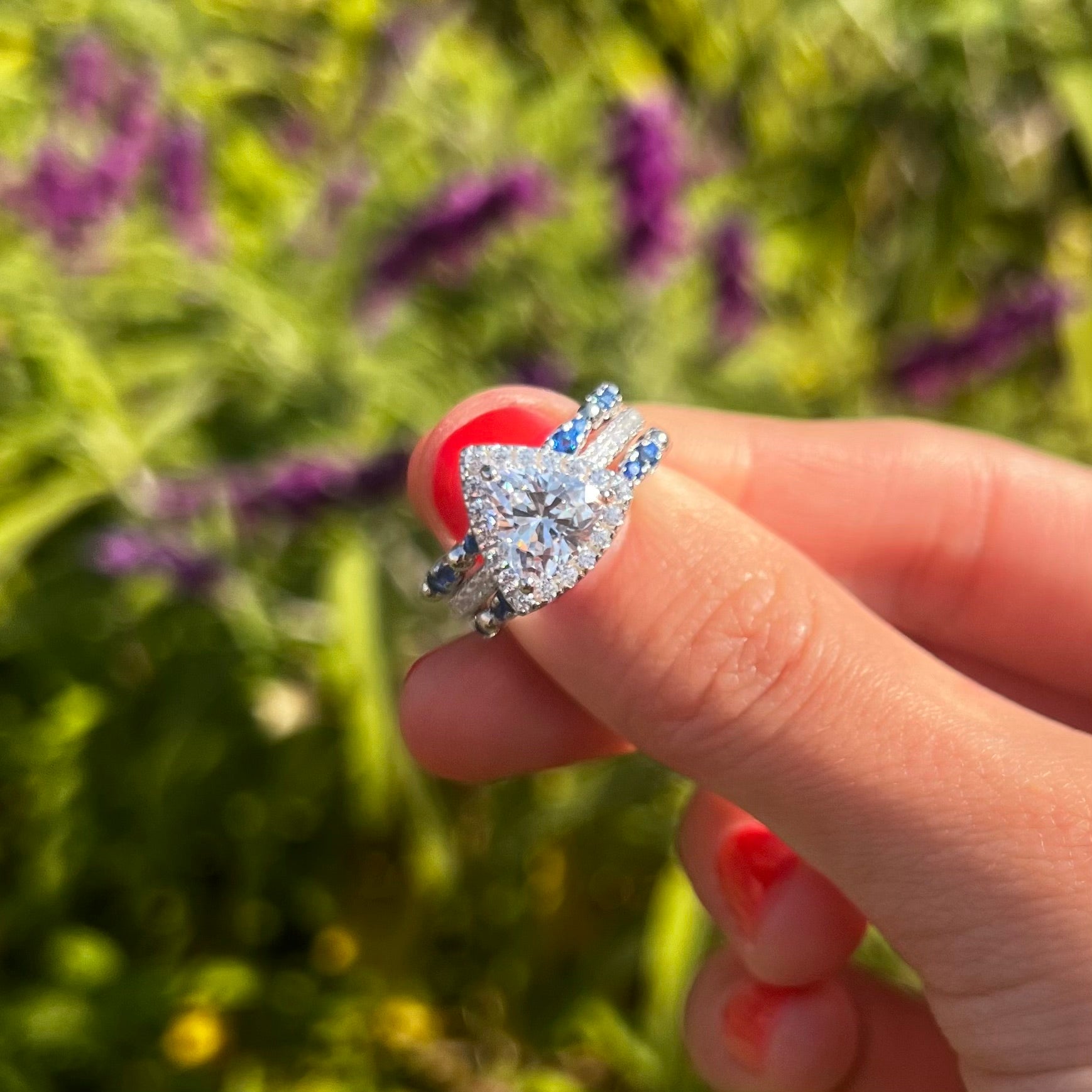 Luxury 3 Pcs Triangle Shape Sterling Silver Bridal Set