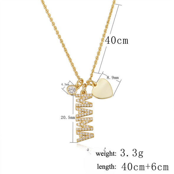 Simple MAMA Design Silver Necklace For Mom
