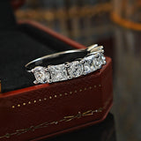 Princess Round Cut Half Eternity Sterling Silver Band
