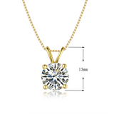 Classic 925 Sterling Silver Four-Prong Pendant Moissanite Necklace