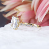 Exquisite Radiant Cut Ring Set with Clover Design Band