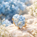 Natural Blue Calcite Raw Crystal One-of-a-Kind Ring