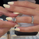 2PCS Classic Oval Cut Solitaire Ring with Eternity Wedding Band Bridal Set