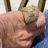 Luxury 6ctw Round Cut Center Stone With 4 Oval Cut Yellow Sapphires Handmade Men's Ring