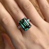 Vintage Emerald Green Moissanite Sterling Silver Ring