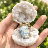Natural Blue Calcite Raw Crystal One-of-a-Kind Ring