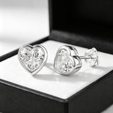 Heart Cut Bubble Design Stud Earrings in Sterling Silver