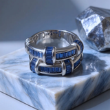 5.25ctw Sapphire Blue Basket Weave Eternity Wedding Band