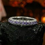 Purple Eternity Wedding Band in Sterling Silver