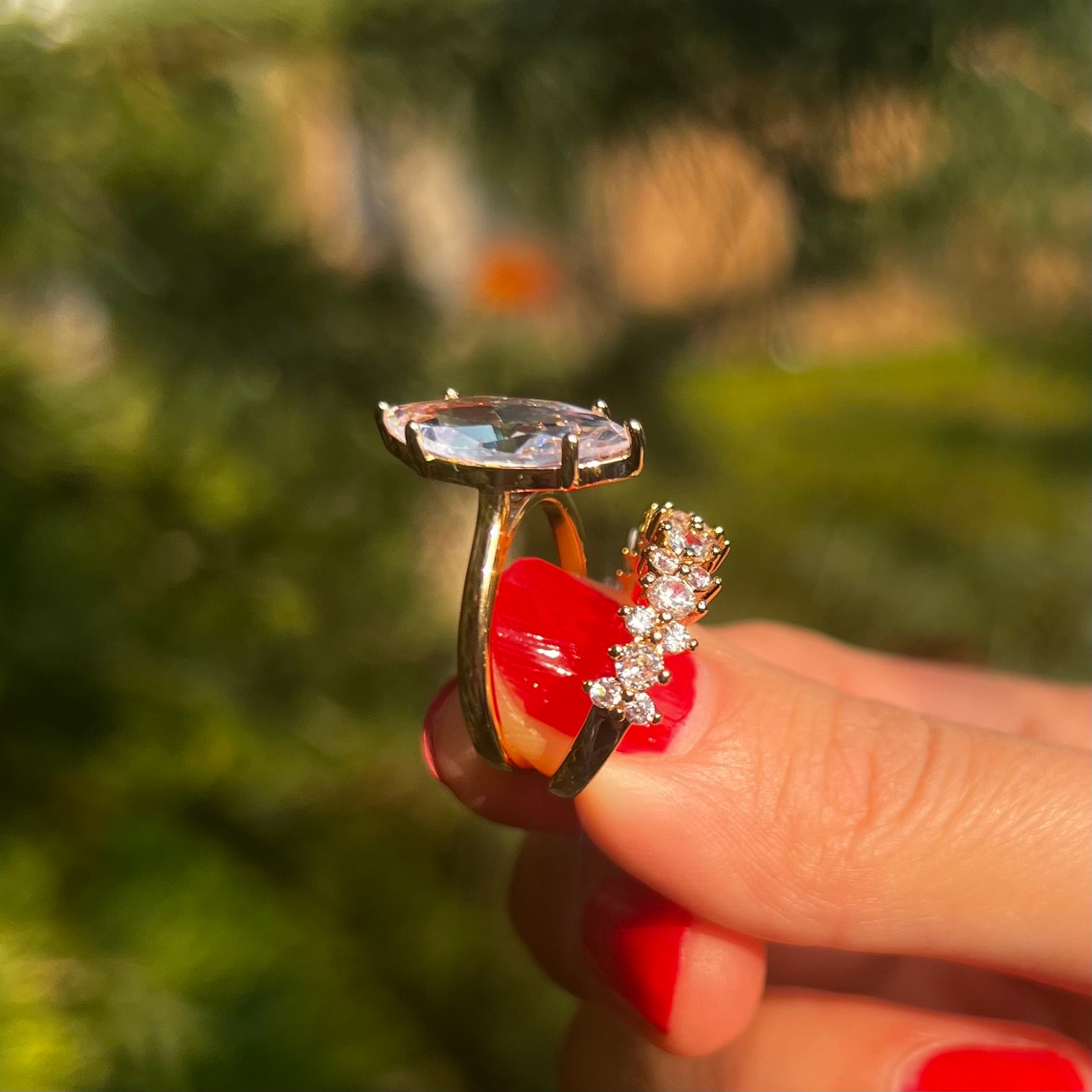 2 Pcs Marquise Cut Enhancer Wedding Bridal Set