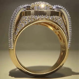Handmade 6.5ctw Round Cut With Baguette Cut Side Stones Half Set Men's Ring