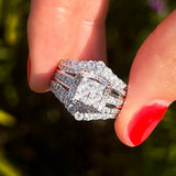 Exquisite Princess Cut Sterling Silver Party Engagement Ring For Women