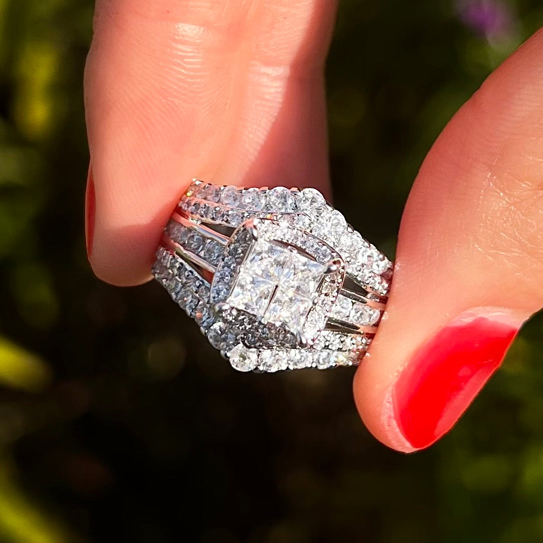 Exquisite Princess Cut Sterling Silver Party Engagement Ring For Women