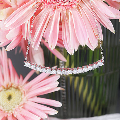 Smile Design Paved Sterling Silver Moissanite Necklace